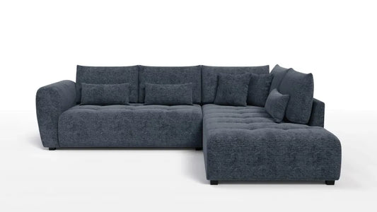 Coltar in forma de L tapitat cu Chenille Albastru Sajma 12 L299x234cm Trezzo