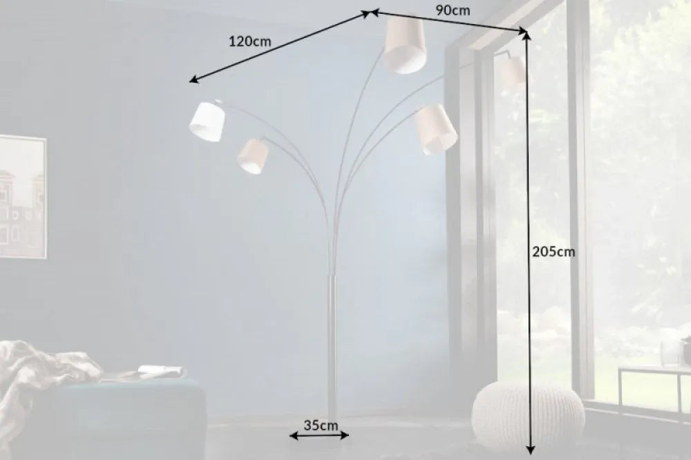 Lampa de podea din Metal Negru si Textil Bej/Maro H205xL120cm Levels