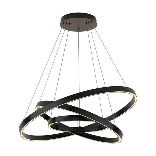 Lustra Rotunda din Aluminiu Negru 115W 6100lm 3000k D80xH120cm Rim