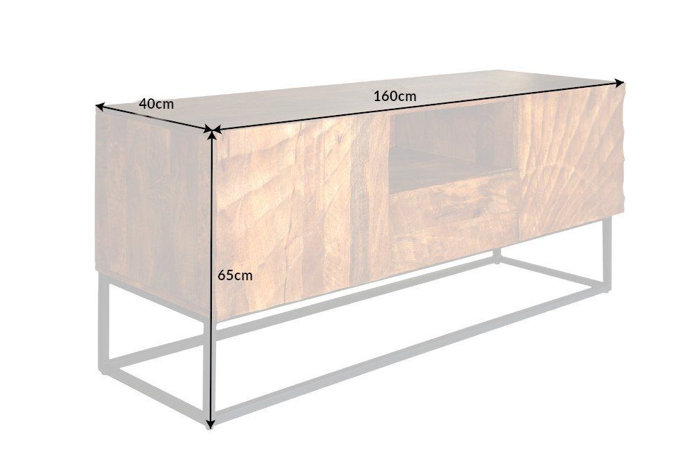 Comoda TV din Lemn masiv de mango si Metal Maro/ Negru Scorpion L160xH65cm