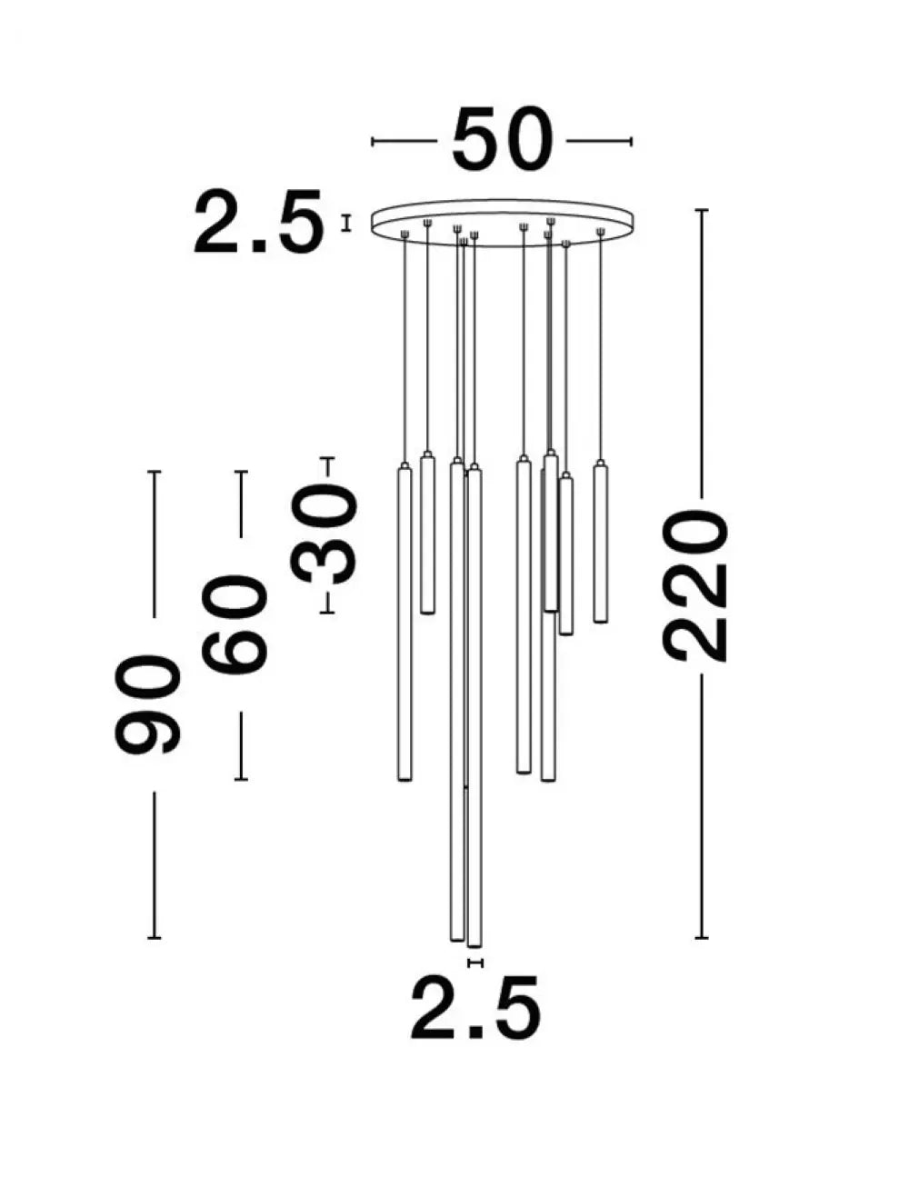 Candelabru structura din Aluminiu Auriu si abajur din Acrilic Alb H220xL50cm IP20 26W 1861lm 3000k TRIMLE
