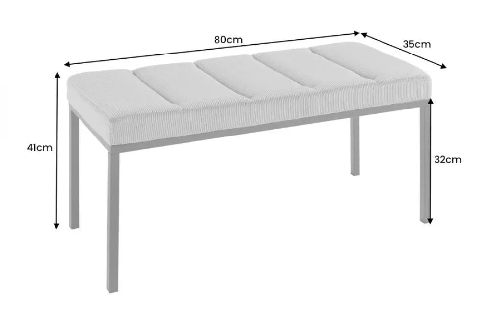 Bancheta din Metal Negru si Catifea raiata Galben H42xL80cm Boutique