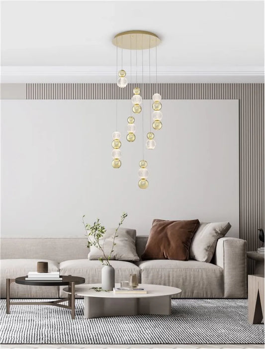Candelabru structura din Aluminiu Auriu si abajur din Acrilic Transparent H200xL53cm IP20 42W 2710lm 3200k BRILLE