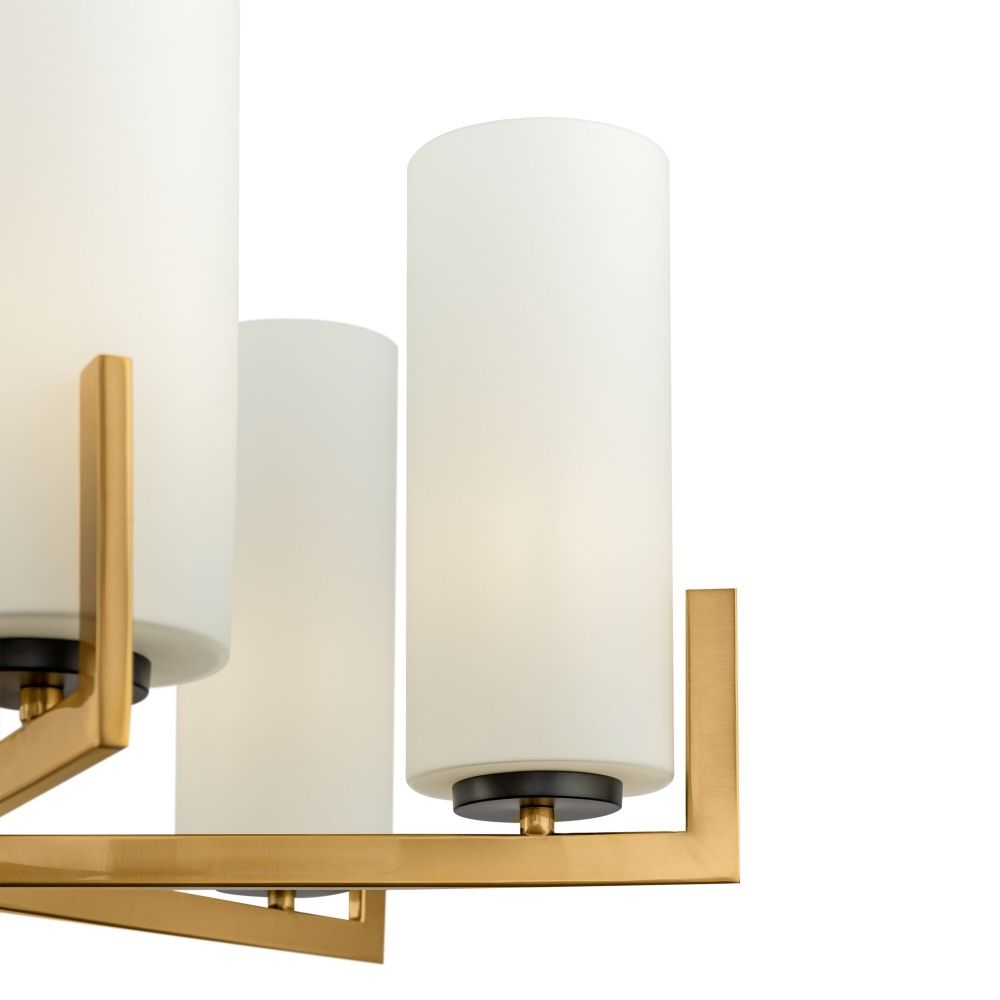 Candelabru rotund cu inaltime reglabila din Sticla Alb cu 6 becuri D67xH76cm Fortano