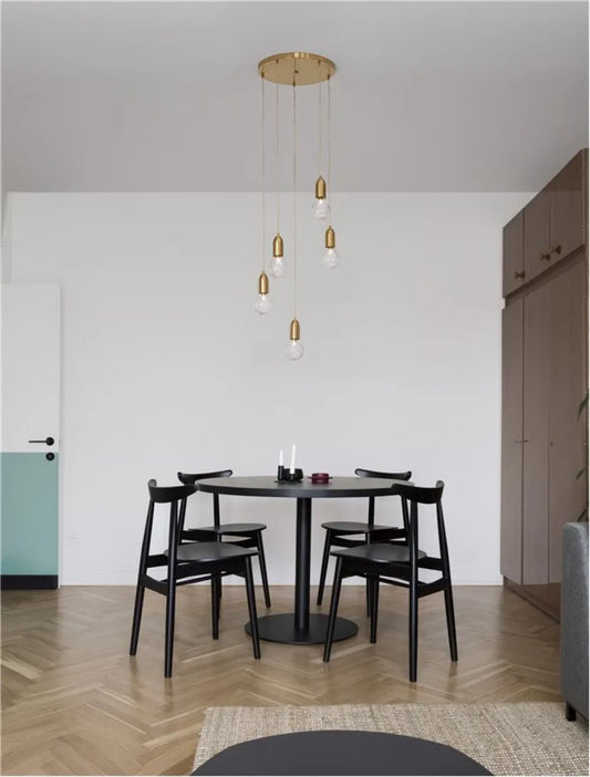 Lustra structura din Metal Alama si abajur din Sticla Transparent H150xL40cm IP20 VEDA
