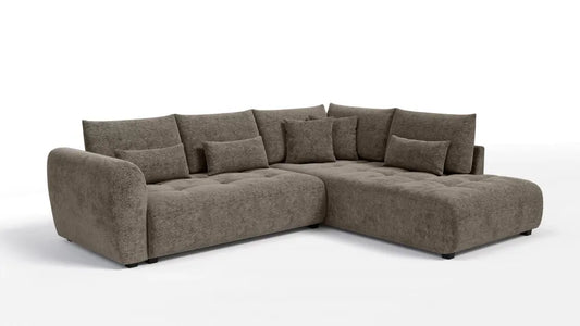 Coltar extensibil in forma de L tapitat cu Chenille Sajma 03 Maro L291x234cm Trezzo