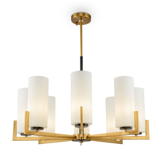 Candelabru rotund cu inaltime reglabila din Sticla Alb cu 8 becuri D76xH76cm Fortano