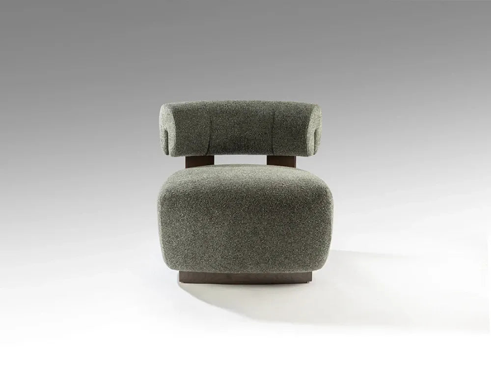 Fotoliu din Lemn Maro si Chenille Verde L76xH69cm Naomi