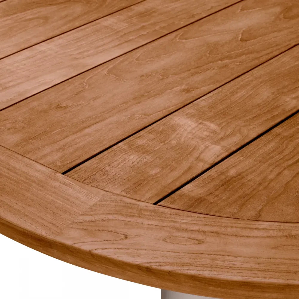 Masa de exterior din Metal Bej si Lemn de tec Maro H75.5xL247cm Mogador Eichholtz