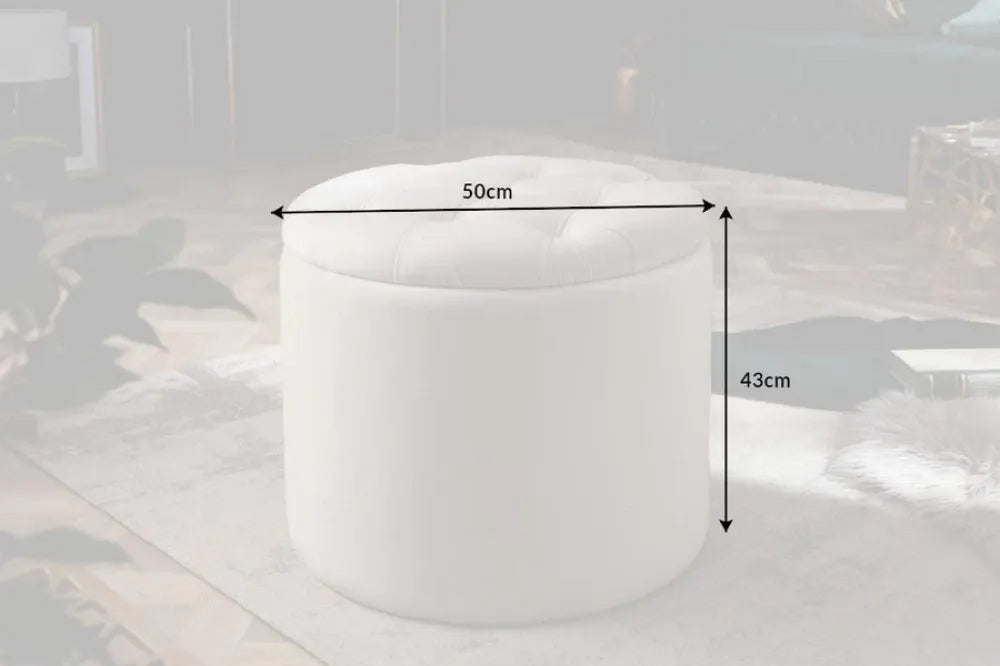 Puf cu spatiu de depozitare din Catifea Bej H43xD50cm Modern Barock