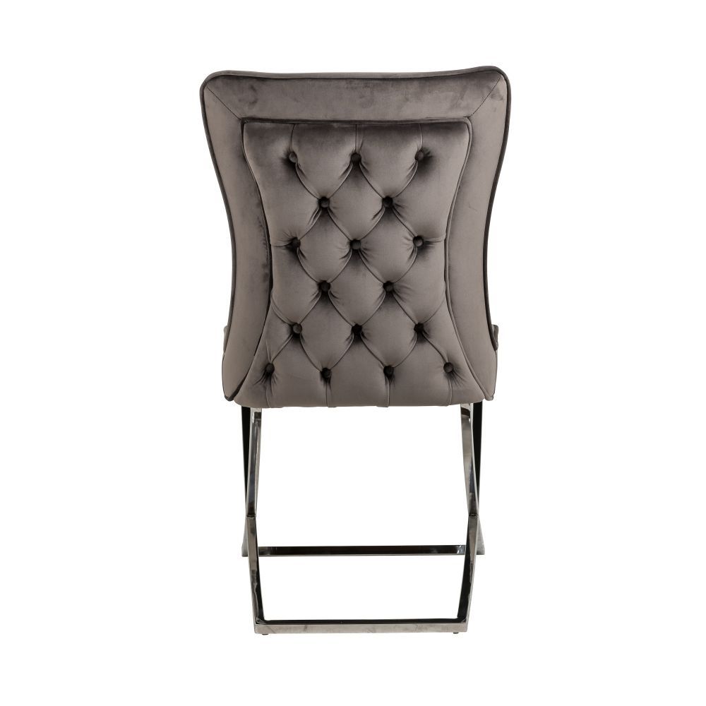 Scaun din Catifea si Metal Gri/Argintiu H93.5xL54xA70cm Richmond Interiors Scarlett Richmond Interiors