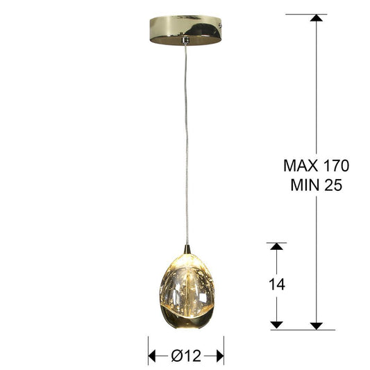 Pendul cu inaltime reglabila din Sticla Transparent cu LED D12xH170cm Rocio