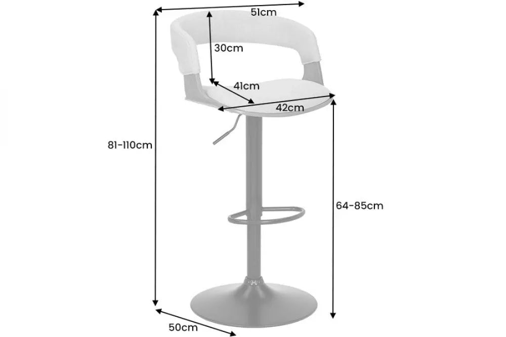 Scaun de bar din Metal Negru si Stofa Gri H81-110xL50cm Manhattan