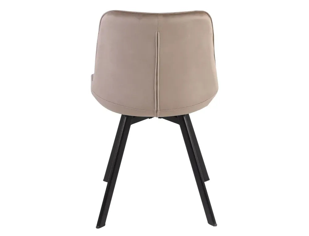 Set 2 scaune din Catifea Bej inchis si Metal Negru Hx88Lx51xA60cm Monti