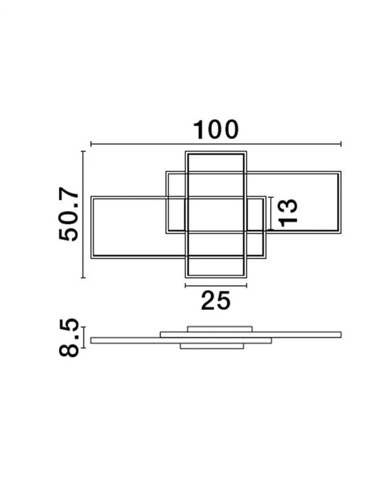Plafoniera din Aluminiu Negru H8.5xL100cm IP20 58W 3455lm 2700-3500-5000k CLEA