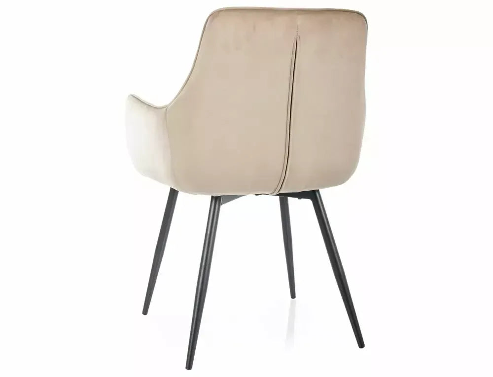 Scaun tapitat cu Catifea Bej cu picioare din Metal Negru H85xL57xA47cm Lemon