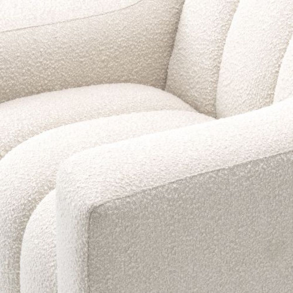 Fotoliu Kelly Eichholtz tapitat cu Stofa Boucle Crem cu baza din Lemn Negru H78.5xL107xA96cm