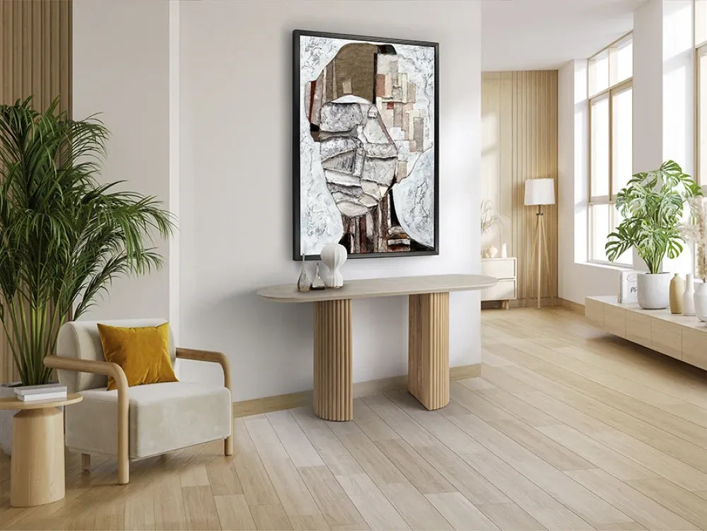 Consola din MDF Maro si MDF Cu efect de piatra L130xH78cm Irati