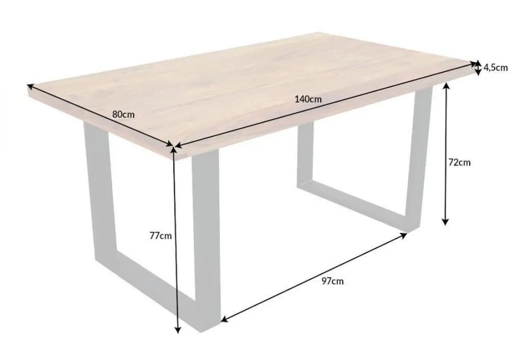 Masa din Lemn de sheesham Maro si Metal Negru L140xH77cm Iron craft