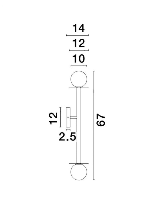 Aplica de perete structura din Metal Auriu si abajur din Sticla Alb H67xL12cm IP20 PIELO
