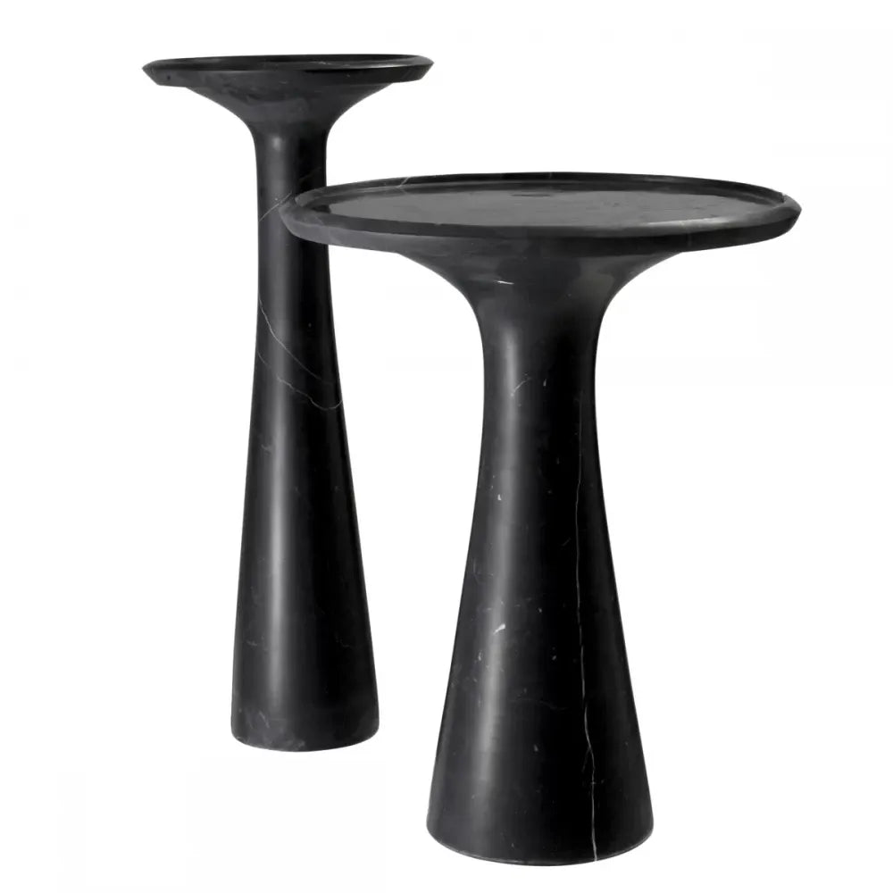 Masuta laterala Rotunda din Marmura Negru D30xH71.5cm Pompano Eichholtz