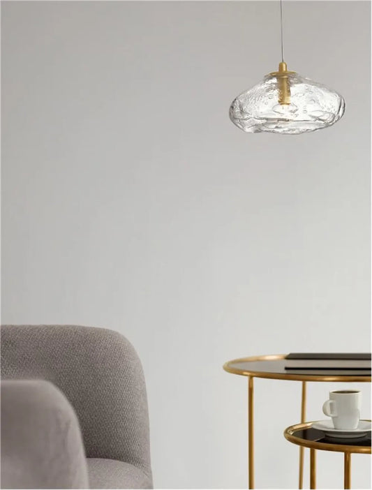 Pendul structura din Metal Auriu si abajur din Sticla Transparent H200xL20cm IP20 KING