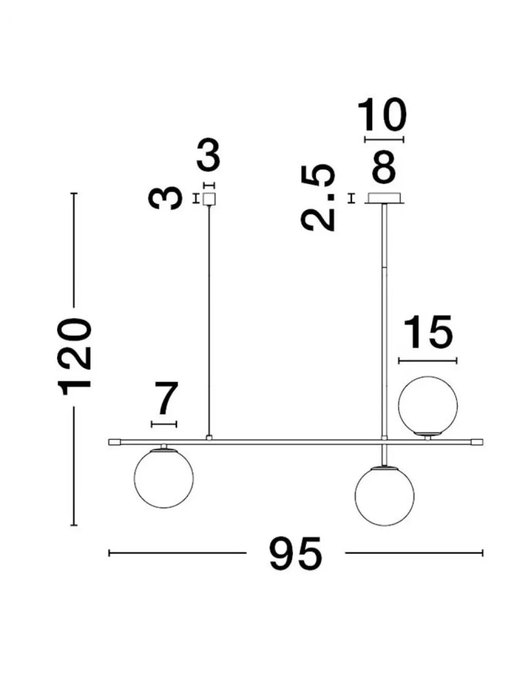 Lustra structura din Metal Negru/Auriu si abajur din Sticla Alb H120xL95cm IP20 GIT