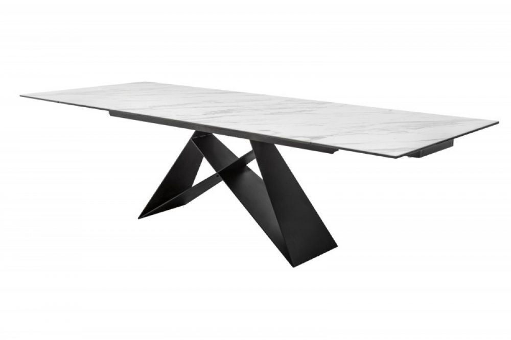 Masa extensibila dreptunghiulara din Ceramica Alb/Gri de 8-10 persoane L180/260x100cm Prometheus