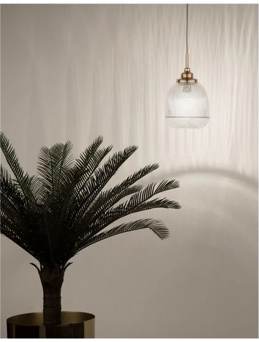 Pendul structura din Metal Auriu si abajur din Sticla Transparent H120xL15cm IP20 MOND