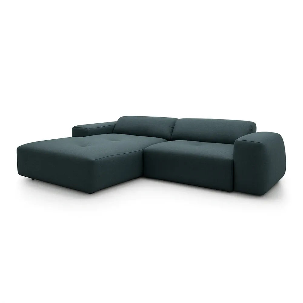 Coltar Loran fix in forma de L din catifea Vogue albastru L264×180×H65 cm
