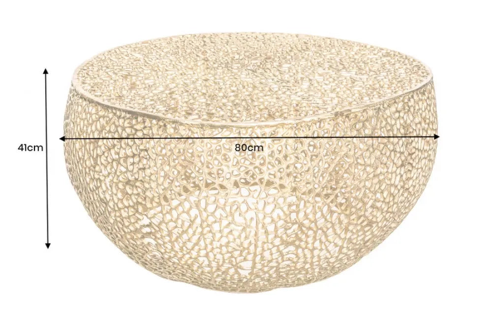 Masuta de cafea din Metal Auriu D80xH41cm Leaf