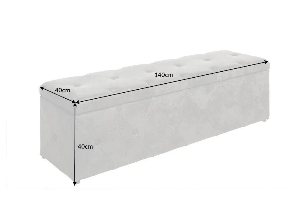 Bancheta cu spatiu de depozitare din Catifea Gri H40xL140cm Extravagancia