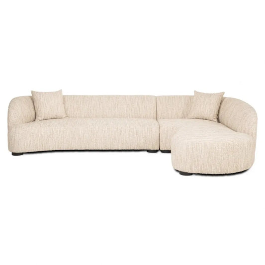 Coltar cu orientare dreapta tapitata cu stofa Bej 320x170cm Pandora Richmond interiors
