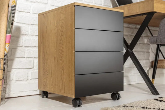 Dulapior de birou cu rotile din MDF Maro/Negru L40xH62cm STUDIO