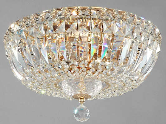 Candelabru Rotund din Metal si Cristal Auriu/ Basfor D30xH21cm