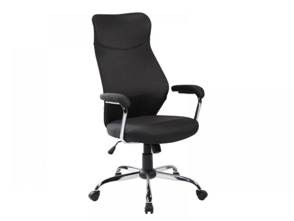 Scaun de birou reglabil din Poliester si Metal Negru/Argintiu H112-122xL64xA52cm Q319