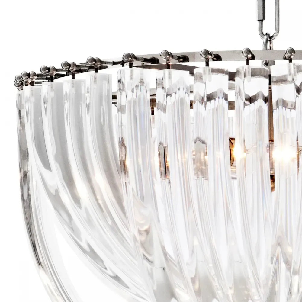 Candelabru din Otel inoxdabil Argintiu si Acrilic Transparent H33xD50cm Murano Eichholtz