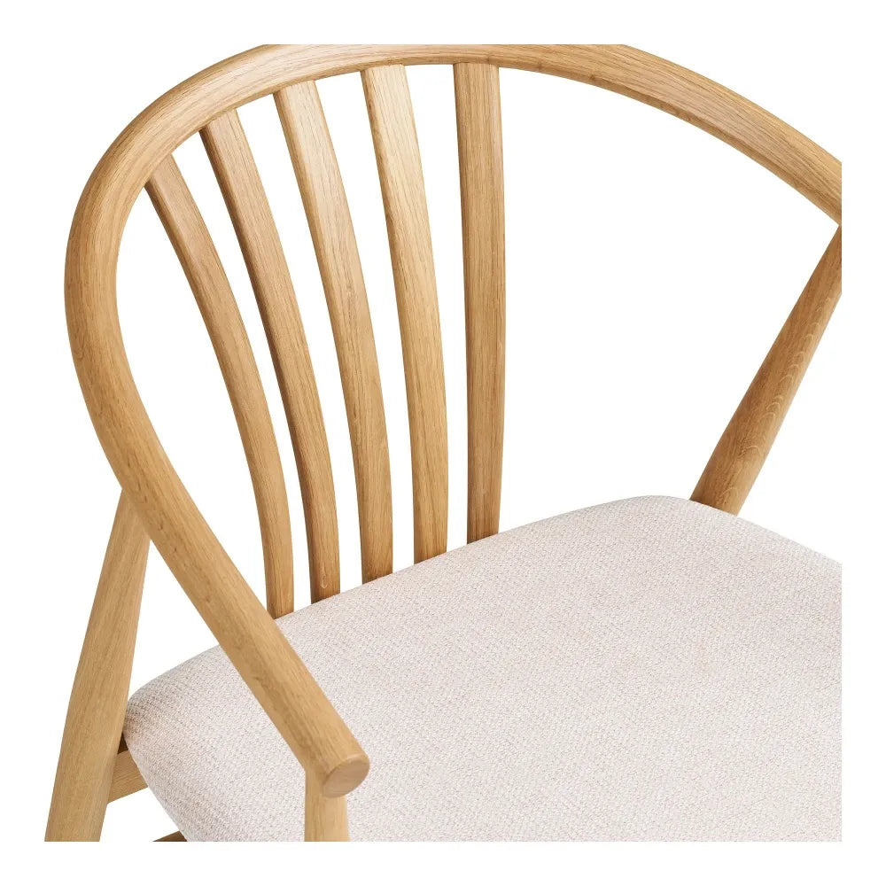 Scaun din Stofa Bej si Lemn de stejar Maro L54xH78cm Agustin