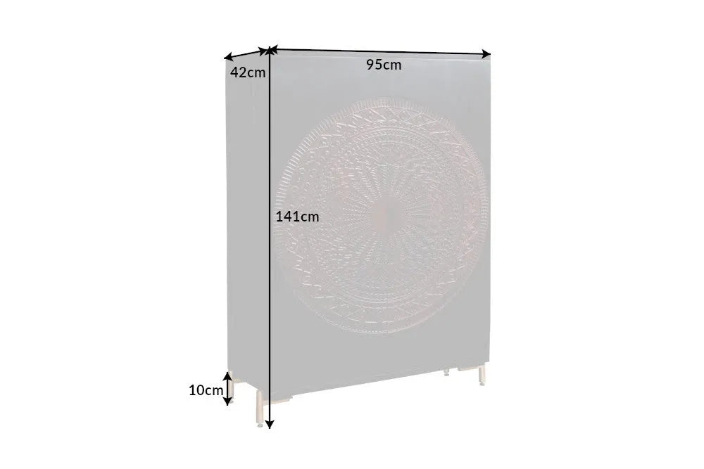 Dulap bar din Lemn de mango Negru/Maro si Metal Auriu L95xH141cm MANDALA