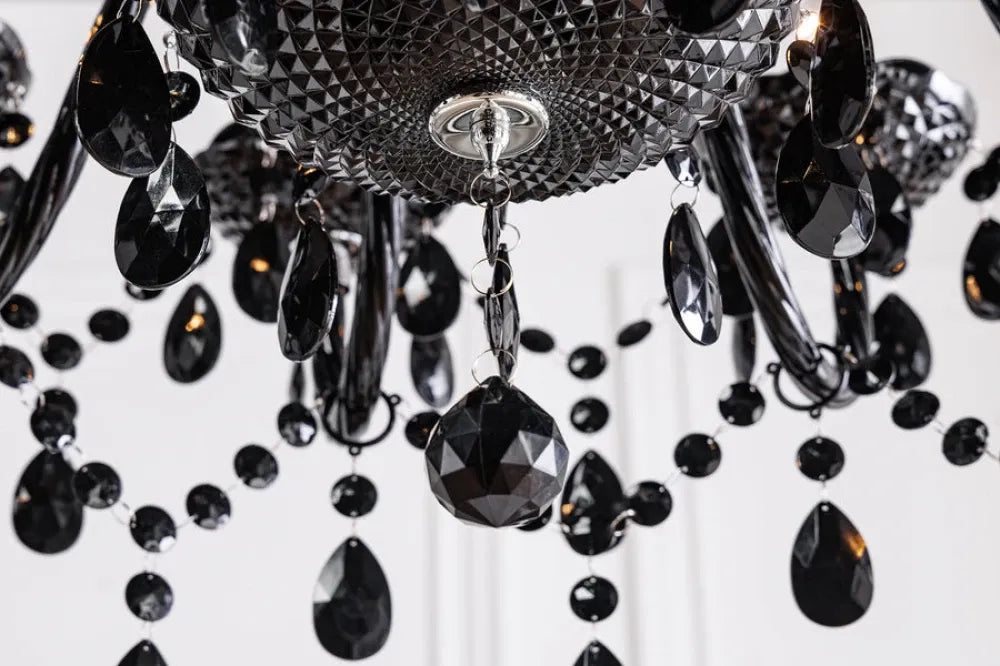 Candelabru din Metal Argintiu si Acrilic Negru D80xH75cm Diamonds