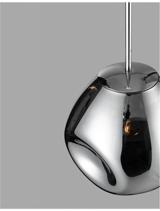 Pendul structura din Metal Argintiu si abajur din Sticla Crom H120xL25cm IP20 LAVA