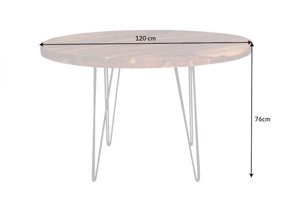 Masa rotunda din Lemn de sheesham Maro si Metal Negru D120xH76cm Makassar