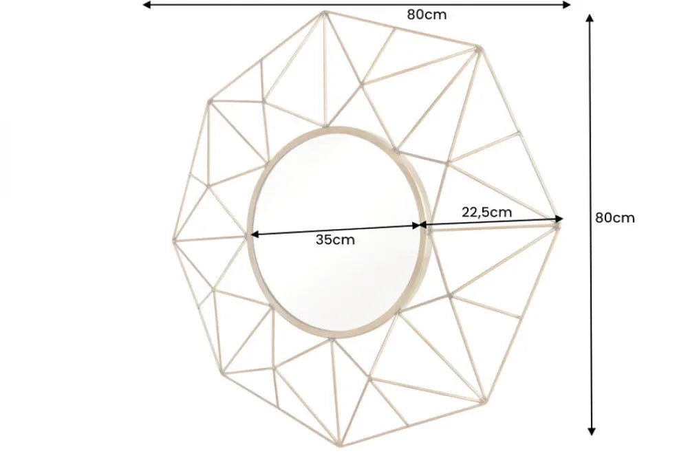 Oglinda cu rama din Metal Alama D80cm Diamond