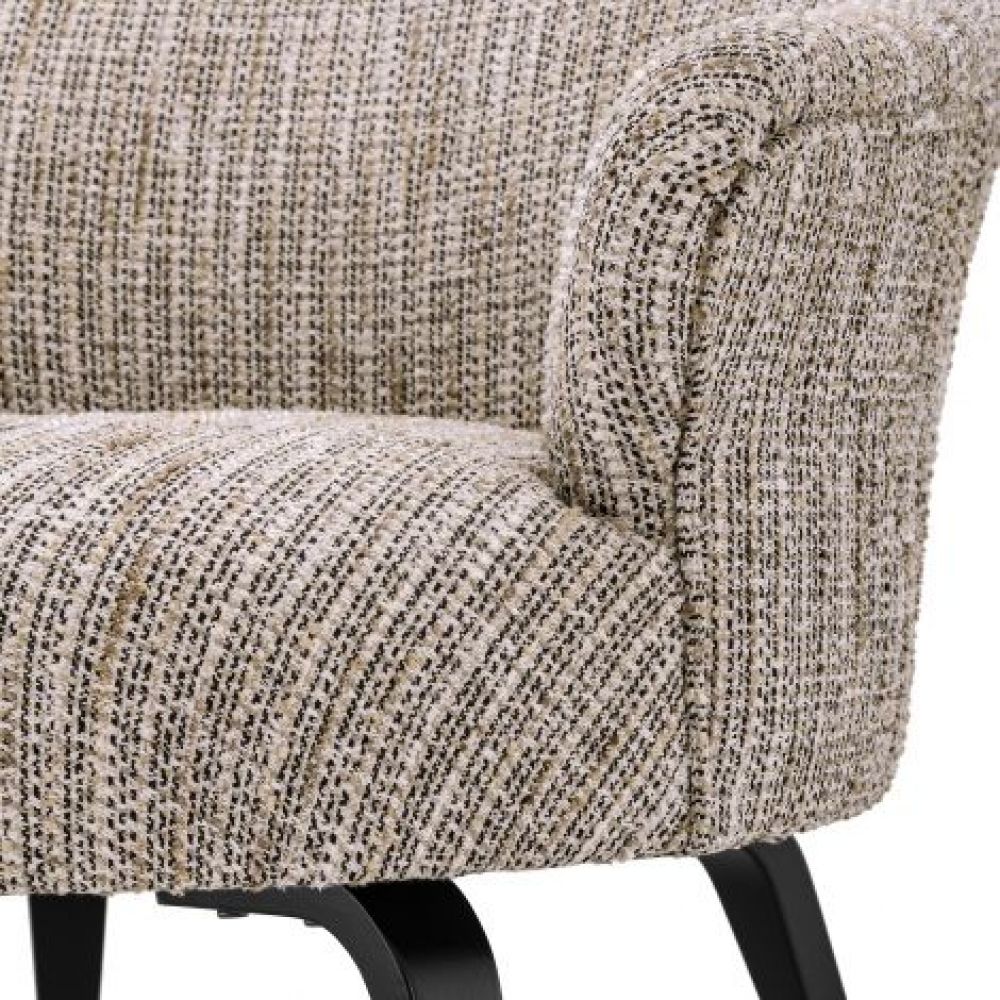 Fotoliu tapitat cu Material Textil Bej cu baza din Metal Negru H69xL68xA74cm Moretti