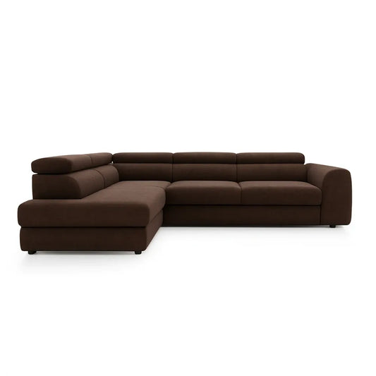 Coltar Extensibil cu spațiu depozitare in formă L Bergamo II catifea Vogue maro