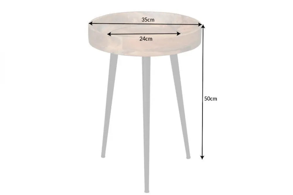 Masuta laterala din Lemn de mango Maro si Metal Negru D35xH50cm Pure