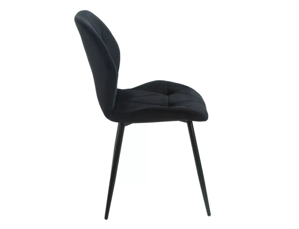 Set 2 scaune din Catifea Negru si Metal Negru Hx86Lx48xA56cm Rick