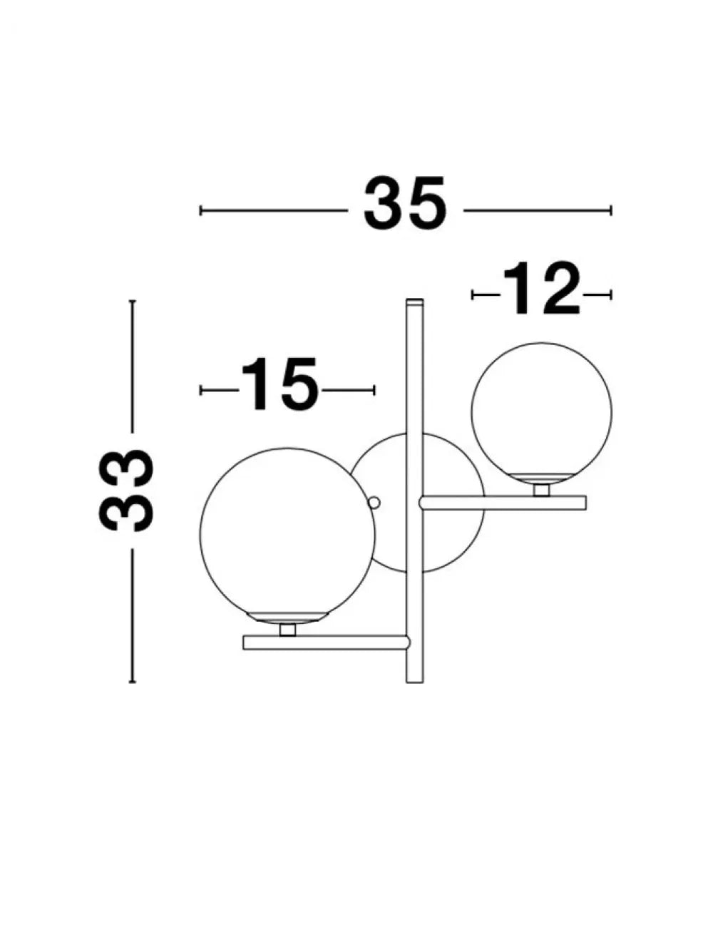 Aplica de perete structura din Metal Negru si abajur din Sticla Alb H33xL35cm IP20 IMPERO