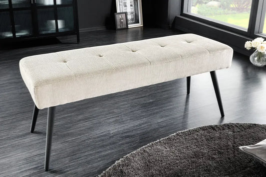 Bancheta din Metal Negru si Catifea raiata Bej H43xL100cm Boutique