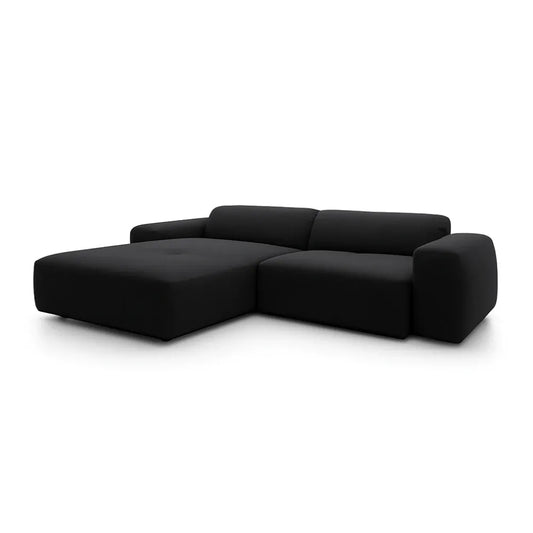 Coltar Loran fix in forma de L din catifea Vogue negru L264×180×H65 cm
